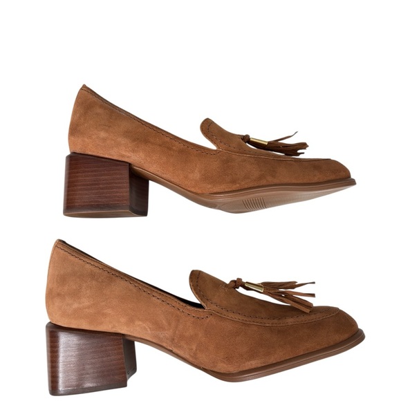 Naturalizer Heels Womens Sz 8 M Trixie Loafers Pumps Tassel Brown Suede Leather - Picture 9 of 11